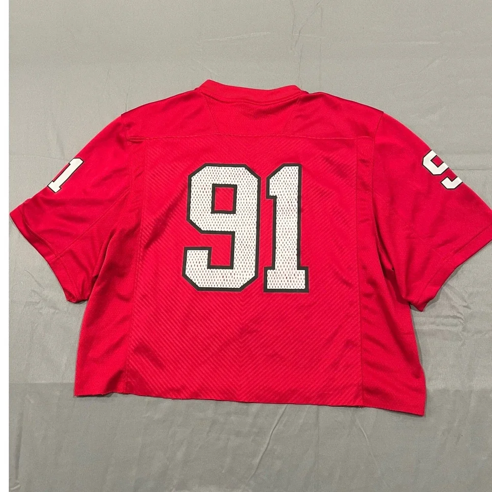 Indiana Hoosiers Adidas Cropped Football Jersey Red 91 Big Ten Mens Large